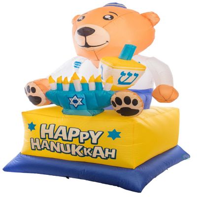Gardenised Giant Hanukkah Inflatable Bear - Yard Decor with Built-in Bulbs, Tie-Down Points, and Powerful Built in Fan Image 3