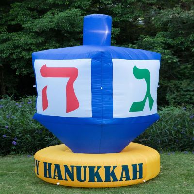 Gardenised Giant Hanukkah Inflatable Dreidel - Yard Decor with Built-in Bulbs, Tie-Down Points, and Powerful Built in Fan Image 1