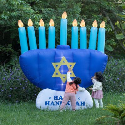 Gardenised Giant Hanukkah Inflatable Menorah - Yard Decor with Built-in Bulbs, Tie-Down Points, and Powerful Built in Fan Image 1
