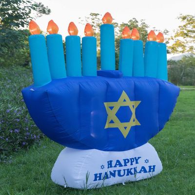 Gardenised Giant Hanukkah Inflatable Menorah - Yard Decor with Built-in Bulbs, Tie-Down Points, and Powerful Built in Fan Image 3