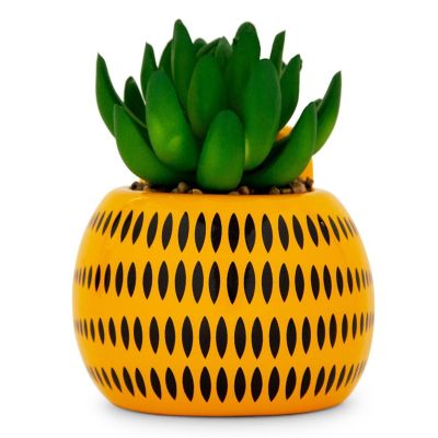 Garfield 4-Inch Ceramic Mini Planter With Artificial Succulent Image 3