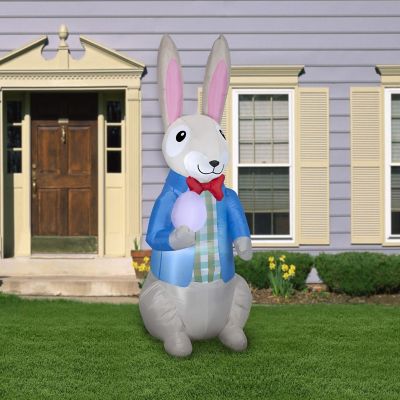 Gemmy Airblown Dapper Easter Bunny with Egg  7 ft Tall  Multicolored Image 3