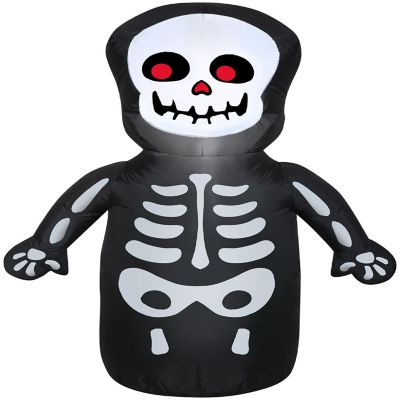 Gemmy Airblown Happy Skeleton  3.5 ft Tall  Multicolored Image 1