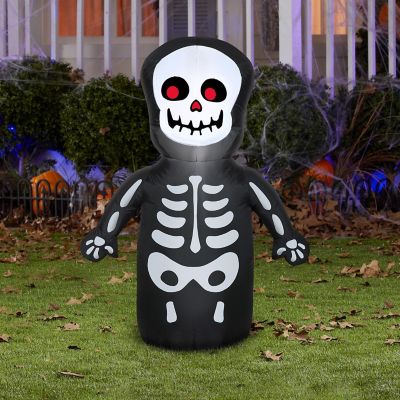 Gemmy Airblown Happy Skeleton  3.5 ft Tall  Multicolored Image 1