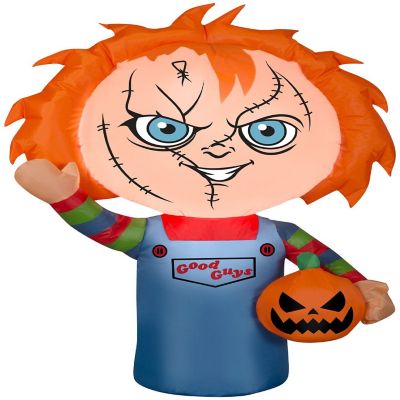 Gemmy Airblown Inflatable Chucky CarBuddy  3 ft Tall  Orange Image 1