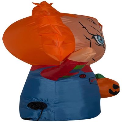 Gemmy Airblown Inflatable Chucky CarBuddy  3 ft Tall  Orange Image 2