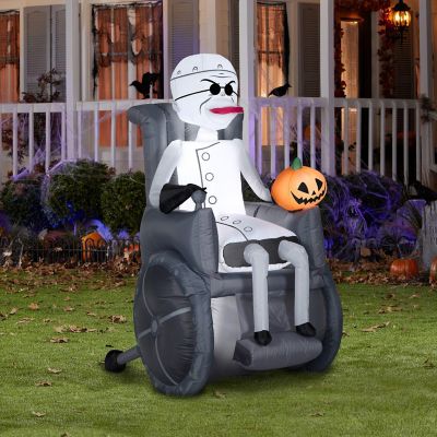 Gemmy Airblown Inflatable Dr. Finkelstein with Pumpkin  5.5 ft Tall  grey Image 1