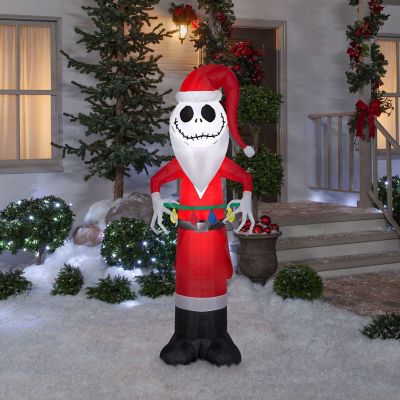 Gemmy Airblown Inflatable Inflatable Jack Skellington in Santa Suit with Light String  5.5 ft Tall Image 1