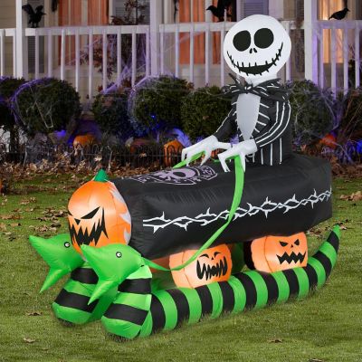Gemmy Airblown Inflatable Jack Skellington in Coffin Sleigh  5 ft Tall  black Image 1