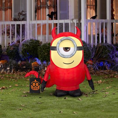 Gemmy Airblown Inflatable Minion Stuart in Devil Costume  3.5 ft Tall  Red Image 1