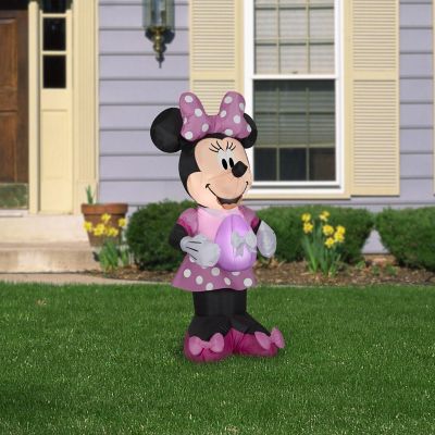 Gemmy Airblown Inflatable Minnie Mouse in Pink Polka Dot Easter Dress  3.5 ft Tall  pink Image 1