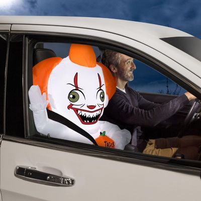 Gemmy Airblown Inflatable Pennywise CarBuddy  3 ft Tall  White Image 1