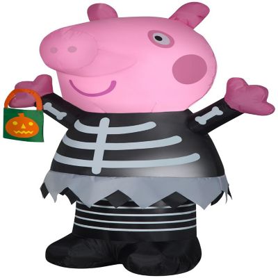 Gemmy Airblown Inflatable Peppa Pig in Skeleton Costume  4.5 ft Tall  Pink Image 1