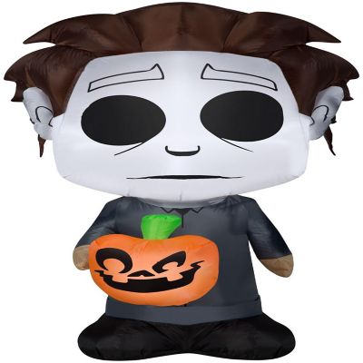 Gemmy Airblown Michael Myers with Jack o Lantern  5 ft Tall  grey Image 1