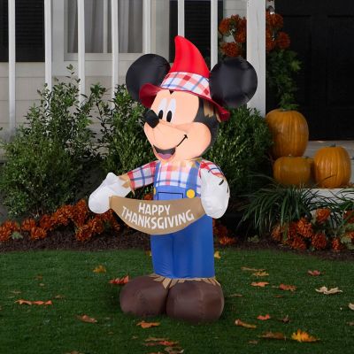 Gemmy Airblown Mickey as Scarecrow Disney  3.5 ft Tall  Multicolored Image 1
