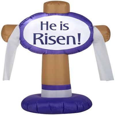 Gemmy Airblown Outdoor &#8220;He Is Risen&#8221; Easter Sign   3.5 ft Tall  brown Image 1