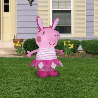 Gemmy Airblown Peppa Pig in Easter Outfit   SM  3.5 ft Tall  Pink Image 3