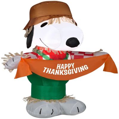 Gemmy Airblown Snoopy as Scarecrow Peanuts   3.5 ft Tall  Multicolored Image 1