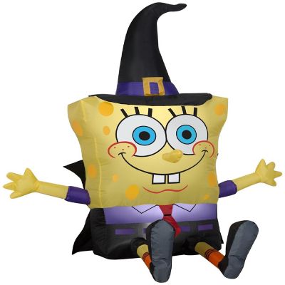 Gemmy Airblown SpongeBob as Witch Nickelodeon  4 ft Tall  yellow Image 1