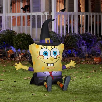 Gemmy Airblown SpongeBob as Witch Nickelodeon  4 ft Tall  yellow Image 1