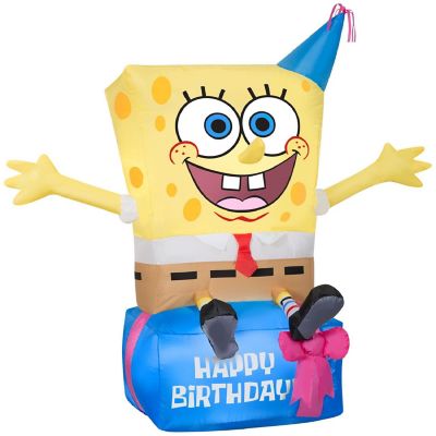 Gemmy Airblown Spongebob on Birthday Present Nick (J.Marcus)  yellow Image 1