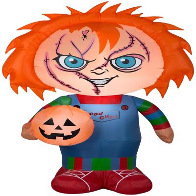 Gemmy Airblown Stylized Chucky  5 ft Tall  Orange Image 1