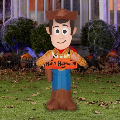 Gemmy Airblown Woody with Banner Disney  3.5 ft Tall  orange Image 1