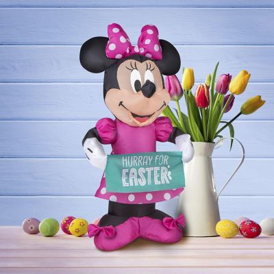 Gemmy Airdorable Airblown Minnie with Banner Disney  1.5 ft Tall  Pink Image 3