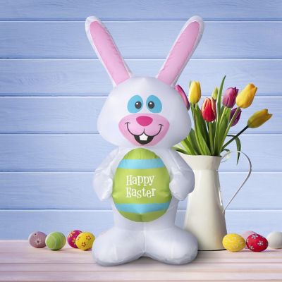 Gemmy Airdorable Airblown Whimsical Easter Bunny  2 ft Tall  White Image 3