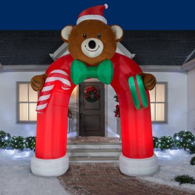 Gemmy Animated Airblown Inflatable Archway Mixed Media Bow tie Wiggling Teddy Bear    10.5 ft Tall Image 1