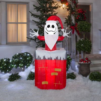 Gemmy Animated Christmas Airblown Inflatable Inflatable Jack Skellington in Chimney  5.5 ft Tall Image 1