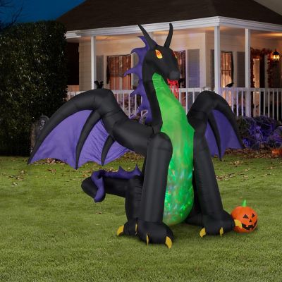 Gemmy Animated Projection Airblown Fire & Ice Dragon with  Wings (OPlG)  9 ft Tall  Multicolored Image 1