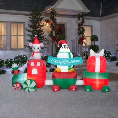 Gemmy Christmas Airblown Inflatable Christmas Train Scene  5.5 ft Tall  Multicolored Image 1