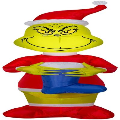 Gemmy Christmas Airblown Inflatable Grinch with Blue Stocking Dr. Seuss  4 ft Tall  Multicolored Image 1