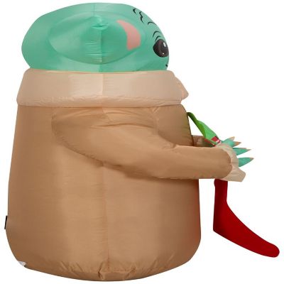Gemmy Christmas Airblown Inflatable Inflatable Grogu&#8482; with Frog in Stocking  3.5 ft Tall  brown Image 2