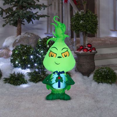 Gemmy Christmas Airblown Inflatable Inflatable Little Grinch  4 ft Tall  green Image 1