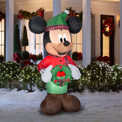 Gemmy Christmas Airblown Inflatable Inflatable Mickey Mouse with Plaid Accents  6 ft Tall  green Image 1