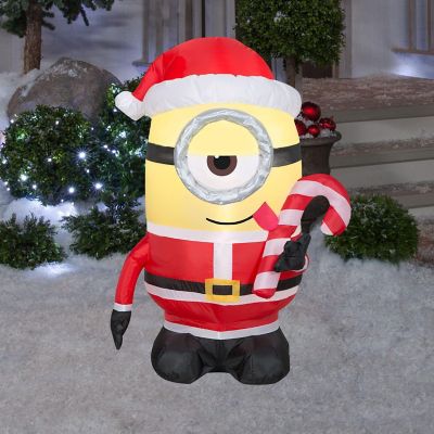 Gemmy Christmas Airblown Inflatable Inflatable Minion Stuart Licking Candy Cane  3.5 ft Tall  yellow Image 1