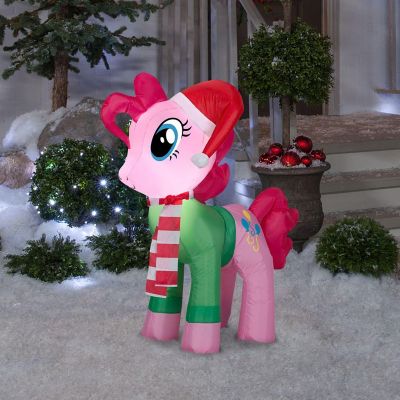 Gemmy Christmas Airblown Inflatable Inflatable Pinkie Pie with Santa Hat and Green Sweater Image 1
