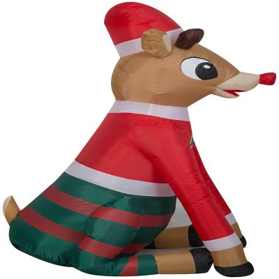 Gemmy Christmas Airblown Inflatable Inflatable Rudolph the Red Nosed Reindeer in Christmas PJs Image 2