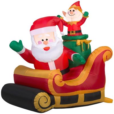 Gemmy Christmas Airblown Inflatable Inflatable Santa and Elf in Sleigh  3.5 ft Tall  red Image 1