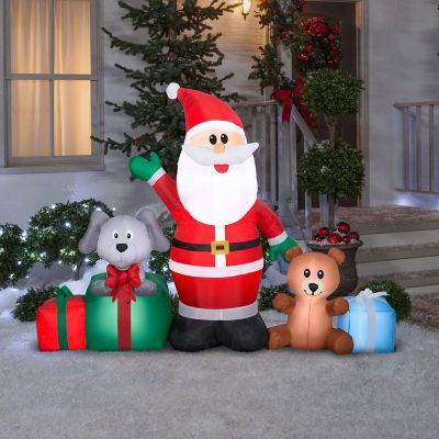 Gemmy Christmas Airblown Inflatable Inflatable Santa and Friends  5 ft Tall  red Image 1