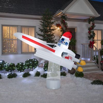 Gemmy Christmas Airblown Inflatable Inflatable Star Wars X Wing with R2 D2&#8482;  6 ft Tall  white Image 1