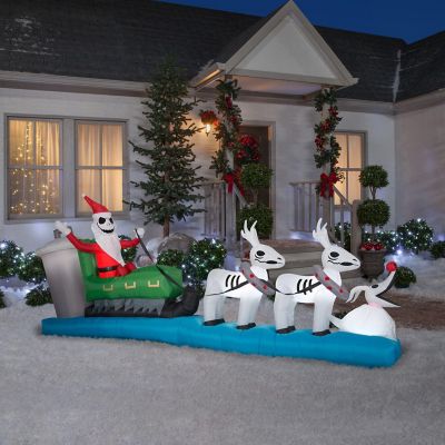 Gemmy Christmas Airblown Inflatable Jack Skellington Sleigh Scene Colossal Disney  4.5 ft Tall Image 1
