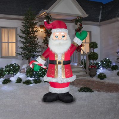 Gemmy Christmas Airblown Inflatable Mixed Media Luxe Santa with Candy Cane  8 ft Tall  Multicolored Image 1