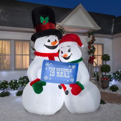 Gemmy Christmas Airblown Inflatable Mixed Media Snow Couple Giant  10 ft Tall  Multicolored Image 1