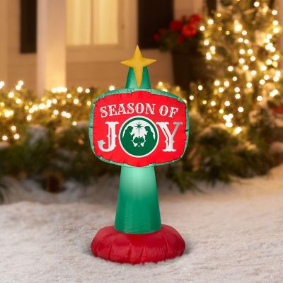 Gemmy Christmas Airblown Inflatable Outdoor Season of Joy Sign  3.5 ft Tall  red Image 1