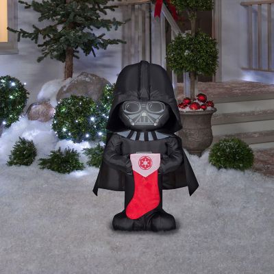 Gemmy Christmas Airblown Inflatable Stylized Darth Vader with Stocking  3.5 ft Tall  Multicolored Image 1