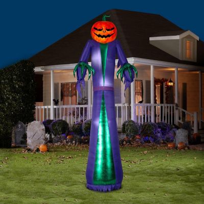 Gemmy Projection Airblown Fire & Ice Mixed Media Jack O Reaper Giant (RRPm)  12 ft Tall  Purple Image 1