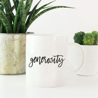 Generosity Black Calligraphy Ceramic Mug Image 1